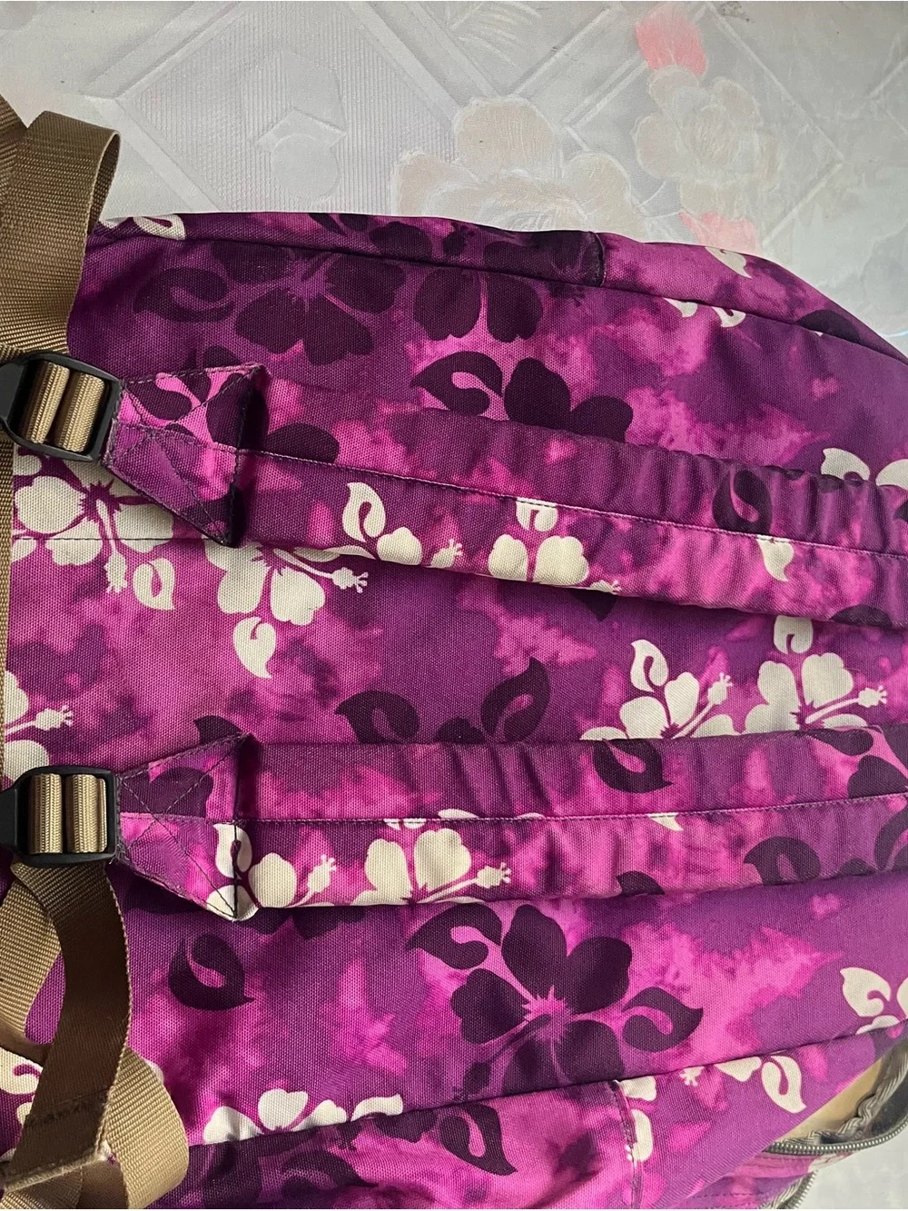 L.L. Bean Purple Floral Daypack Backpack